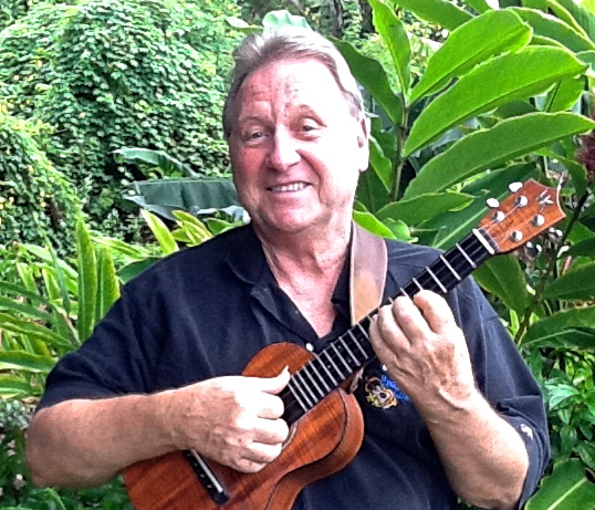 Kauai legendary slack key guitarist and teacher, Hal Kinnaman, playing ukulele.