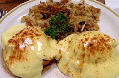 Lihue Barbecue Inn's delicious Eggs Benedict with tangy Hollandaise sauce.