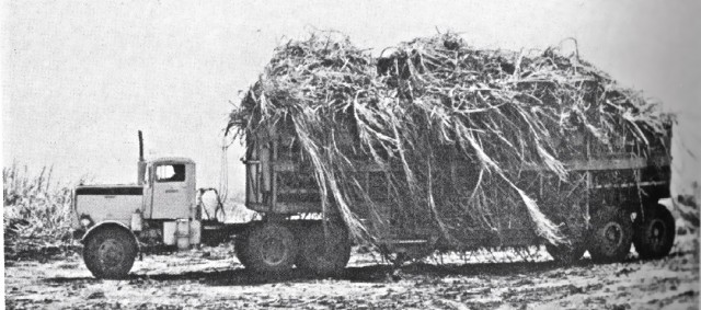 A “cane haul” truck laden with harvested sugar cane, featured in the book "Kauai Stories. Photo courtesy Grove Farm